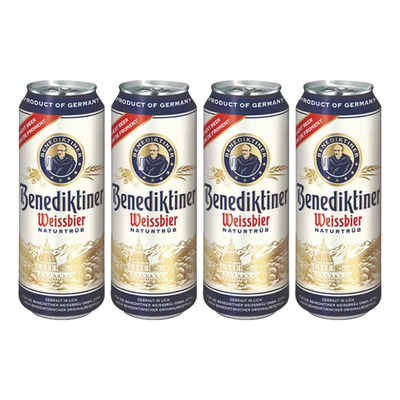 4 LON BIA BENEDIKTINER WEISSBIER NATURTRÜB 4 LON 500ML - Total 2Lit