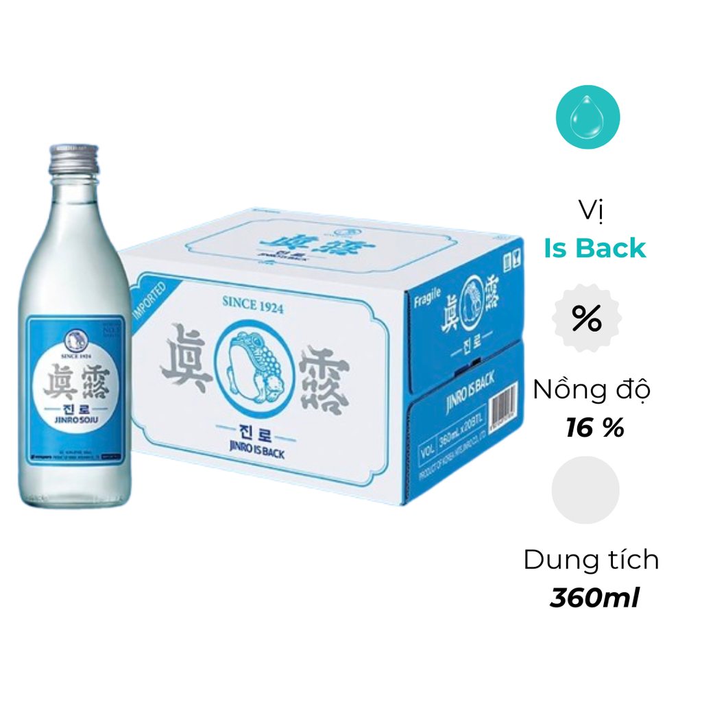 Rượu Soju Hàn Quốc Jinro Is Back 360ml – Biểu tượng hương vị truyền thống trở lại